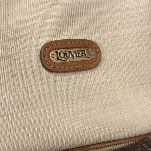 White and Brown Vintage Louvier Bag - Picture 5 of 11